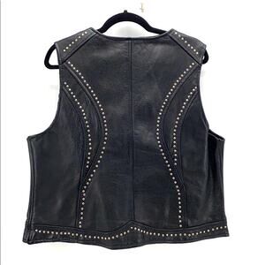 IK leather silver studded vest inside pocket motorcycle biker size 3x western